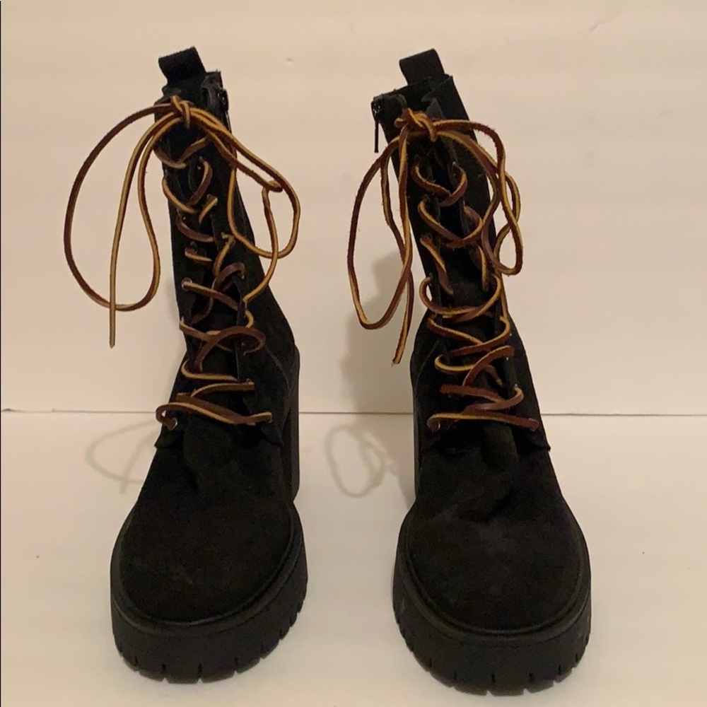 Free People Dylan Lace Up Boot in Black - Picture 6 of 12